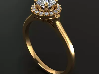 Round Halo Rope Floral Gallery Engagement Ring 3D print model