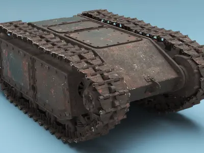 Old Military Engineering Explosive Crawler Rigged 3D model