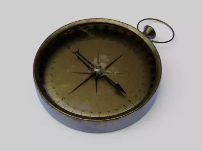 Old compass Low-poly 3D model