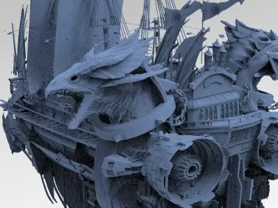 Viking Airship Duel Dragons 2 3D model