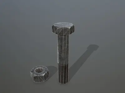 Bolts bolt and nut Low-poly 3D model 22