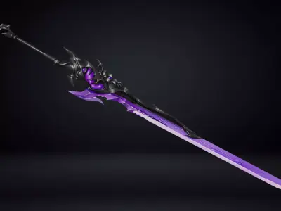 Futuristic Sword Low-poly 3D model 8