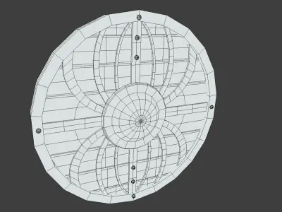 Stylized Brass Steel and Wood Round Shield Low-poly 3D model