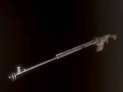 PTRS-41 ussr ww2 anti-tank rifle pbr Low-poly 3D model