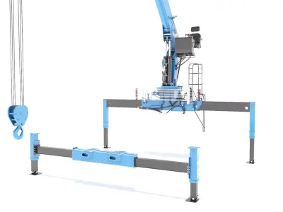  Mobile Crane with Operator Seat Rigged for Cinema 4D 