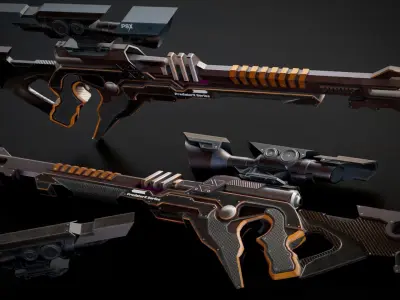 Stylized Sci-Fi Assault Laser Rifle Low-poly 3D model