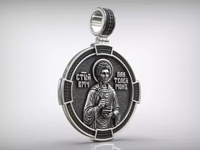 Saint Panteleimon Orthodox Pendant with Healing Symbolism Medal 3D print model