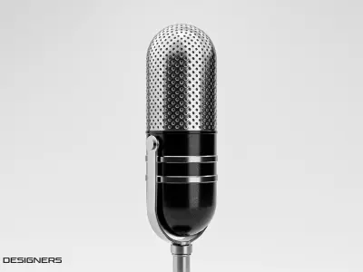 Vintage Microphone Low-poly 3D model