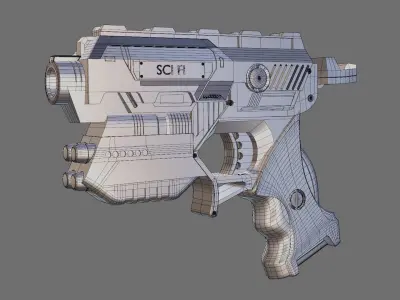 Sci-fi Gun Low-poly 3D model 23