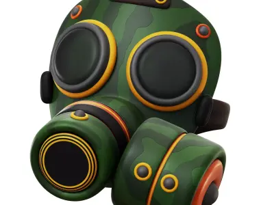 3D Army Gas Mask Low-poly 3D model