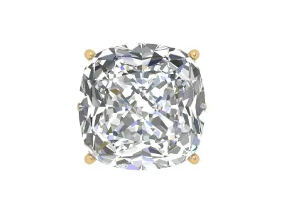 Cushion Solitaire Ring 3D print model 5