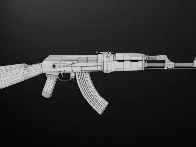 Rusted AK47 Low-poly 3D model