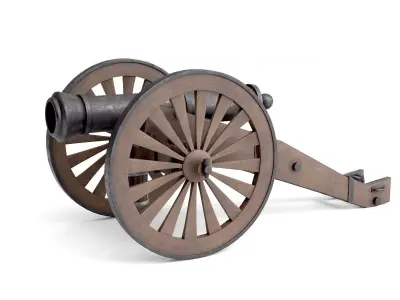 Old Cannon Low-poly 3D model 2