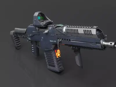 Gun model AK  cyberpunk Low-poly 3D model