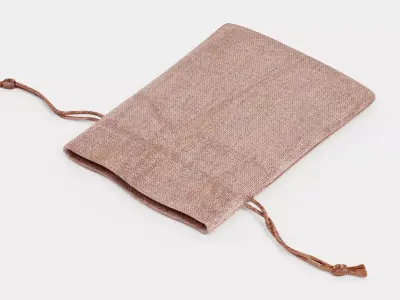 Jute Bag V1 - Flat Burlap Drawstring Pouch 3D model