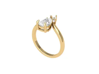 Pear Solitaire Ring 3D print model get