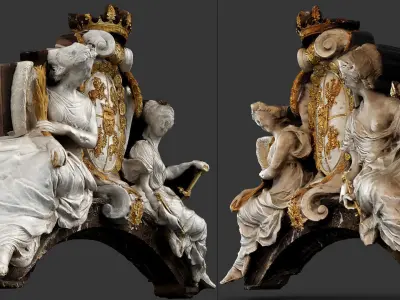 baroque figures palace entrance sculpture photogrammetry Low-poly 3D model