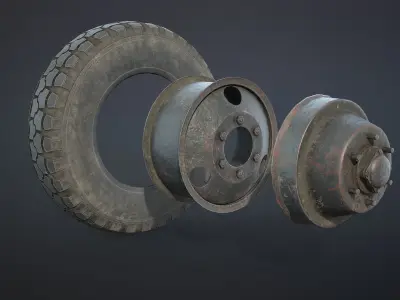 Truck and Bus Wheels Set Low-poly 3D model