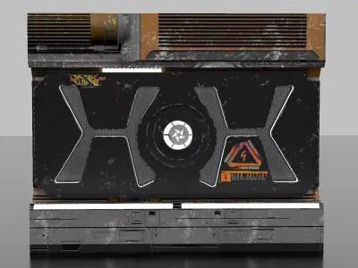 High Voltage SciFi Panel PBR Game Ready Low-poly 3D model