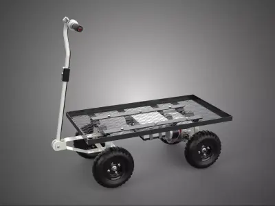 ELECTRIC FLAT BED DECK STEEL MESH GRID TROLLEY CART WAGON TRUCK 3D model