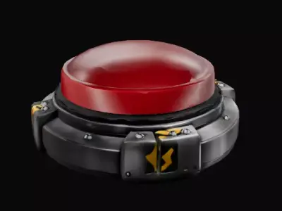 Red push button with matel base - GameReady Low-poly 3D model