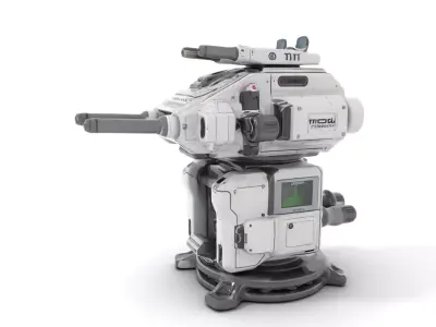 Futuristic Turret Model Pack with Advanced Features Low-poly 3D model