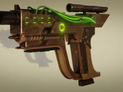 Steampunk Pistol Low-poly 3D model purchase