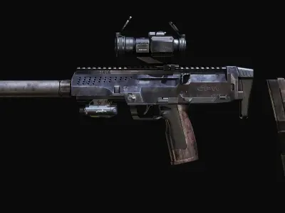 Submachine gun ST kinetics SPW  Low-poly 3D model