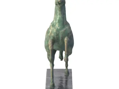 Rearing horse rusted statues Low-poly 3D model