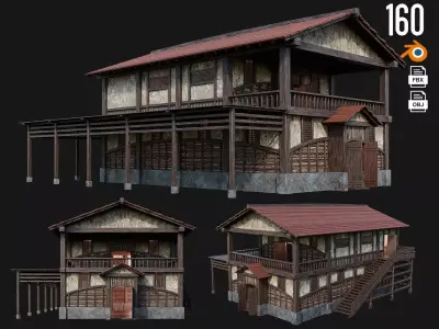 Medieval House Building 4K Textures GameReady 160 Low-poly 3D model