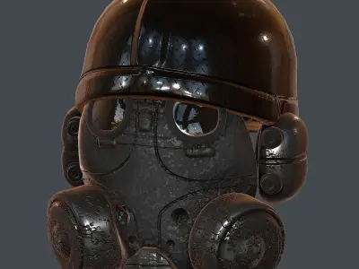 Gas mask helmet 3d model scifi Low-poly  Low-poly 3D model 23