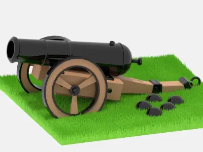 Medieval Cannon Low-poly 3D model from CGTrader