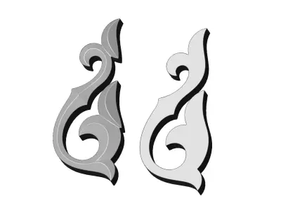 Carved floral scroll onlay and molding relief 3D print model purchase