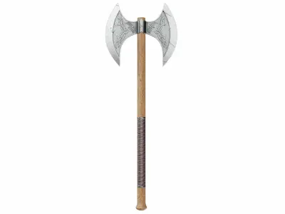 Double edged battleaxe Low-poly 3D model