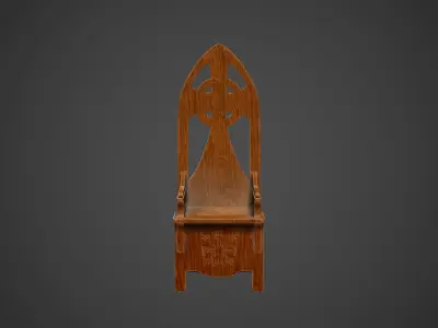Medieval Chair Low Poly Game Ready Low-poly 3D model