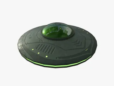 Alien Spaceship UFO B05 Dark Green - Sci Fi Spacecraft Design Low-poly 3D model