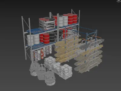 Warehouse shelves 3D model purchase