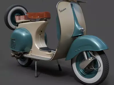 Vespa VNB 125-B Classic Scooter - High-Poly 3D Model 3D model