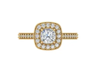  Cushion Solitaire Ring 3D print model