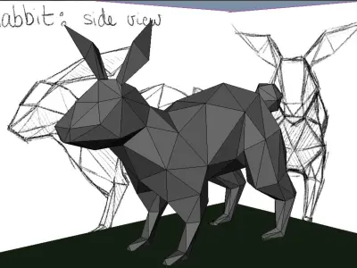 Low-Poly Rabbit side view Low-poly 3D model
