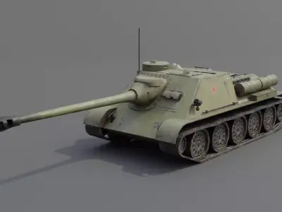 SU-122P Tank Destroyer Low-poly 3D model