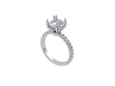 Cushion Solitaire Engagement Ring 3D print model buy