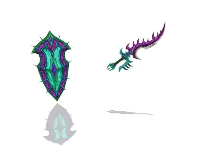 Cursed - Sword and Shield Low-poly 3D model