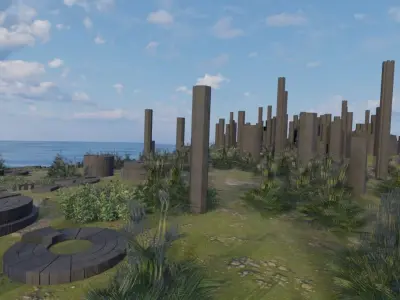 Ancient Stone Ruins By The Sea 3D model