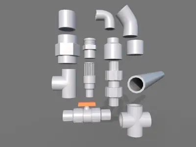 Plastic Pipes Low-poly 3D model