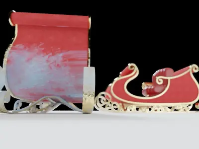Santas sleigh - Sled PBR Model Low-poly 3D model