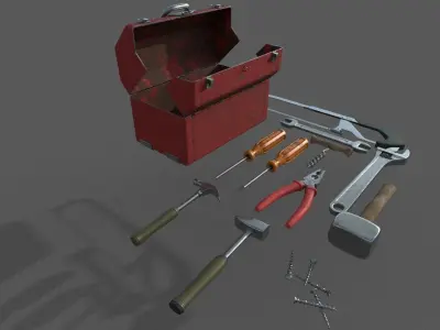 Tools tool box Low-poly 3D model