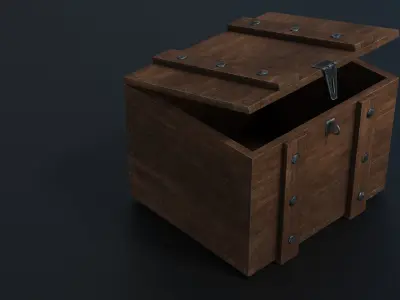 Wooden Ammo Box Low-poly 3D model