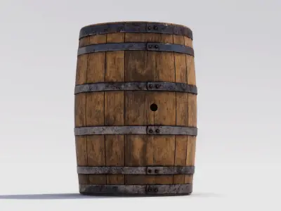 Barrel Low-poly 3D model 11