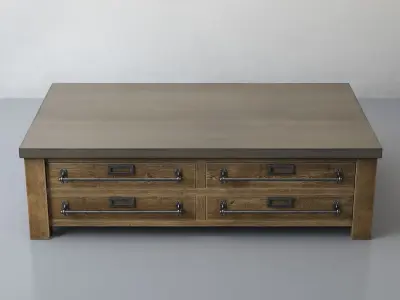 ZINC-TOP MERCANTILE COFFEE TABLE 55in 3D model